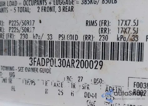 2010 Ford Fusion Hybrid z USA, uszkodzony, nr VIN 3FADP0L30AR200029